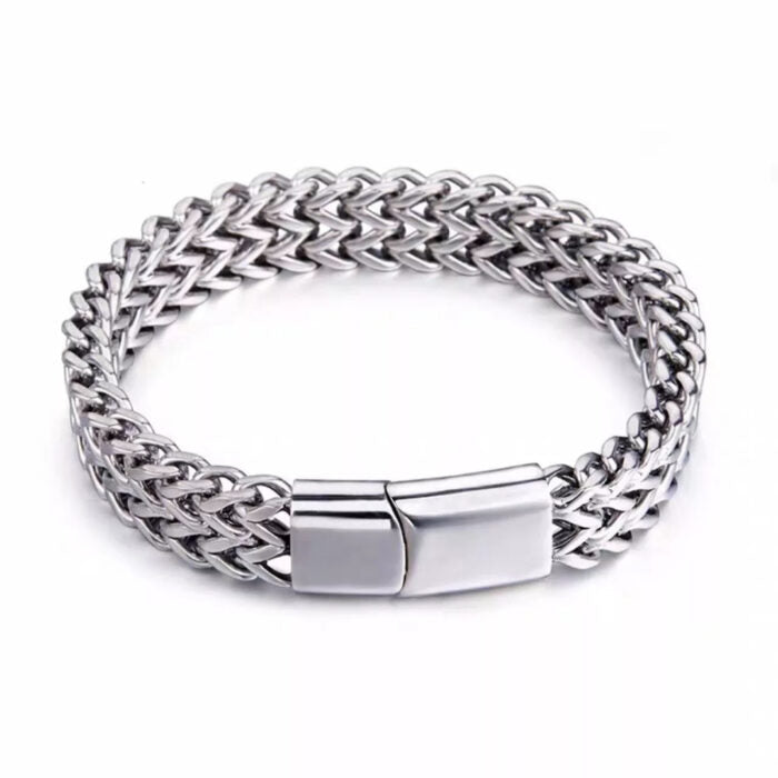 12ΜΜ Silver Chain Βραχιόλι 19cm από Ανοξείδωτο Ατσάλι | 12ΜΜ Silver Stainless Steel Chain Bracelet 19cm