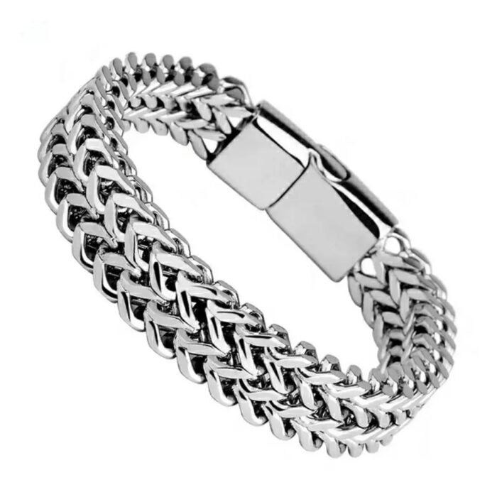 12ΜΜ Silver Chain Βραχιόλι 19cm από Ανοξείδωτο Ατσάλι | 12ΜΜ Silver Stainless Steel Chain Bracelet 19cm
