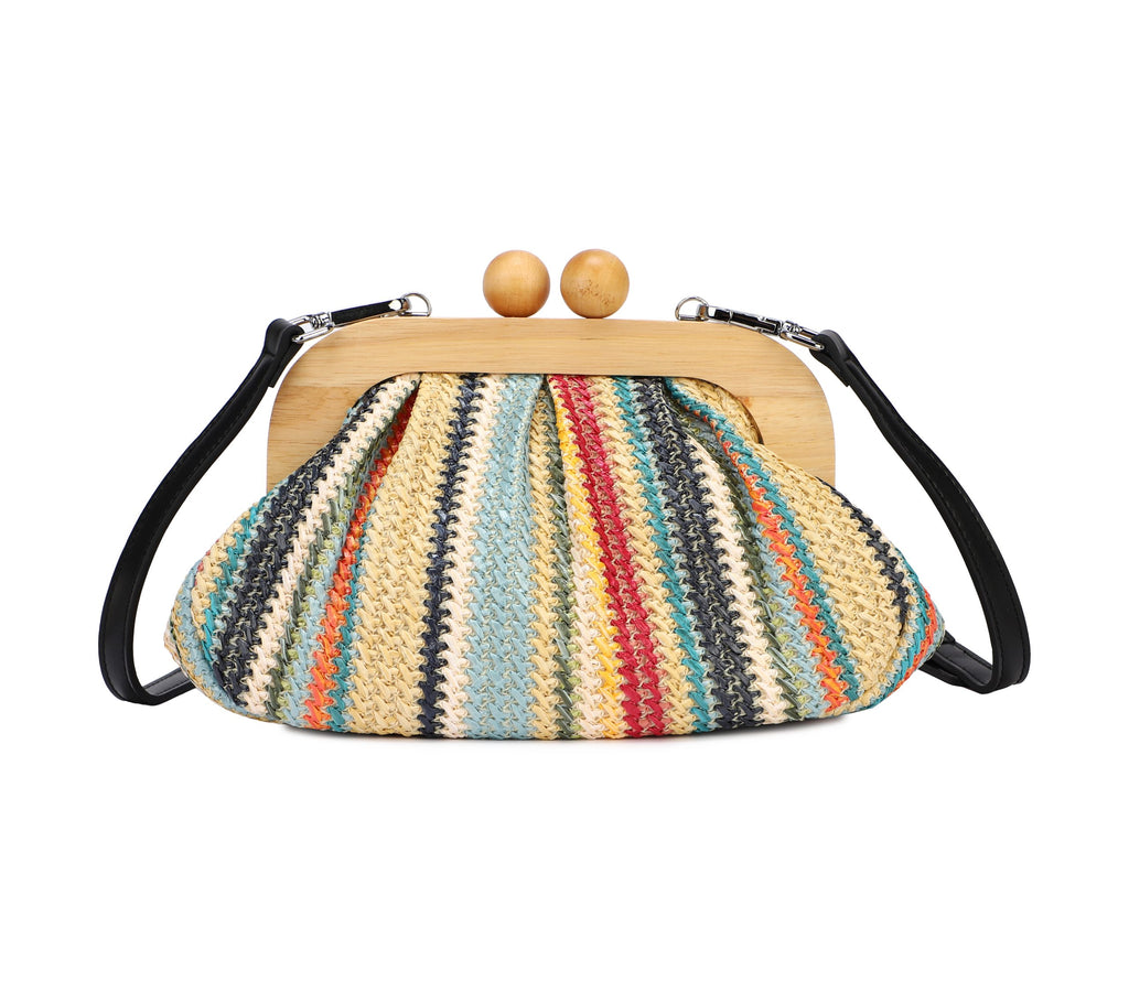 Γυναικείο Τσαντάκι με Ξύλινο Κούμπωμα