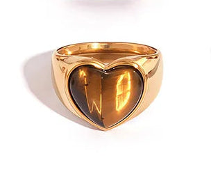 Γυναικείο Δαχτυλίδι με Πέτρα Tiger Eye σε σχήμα Καρδιάς