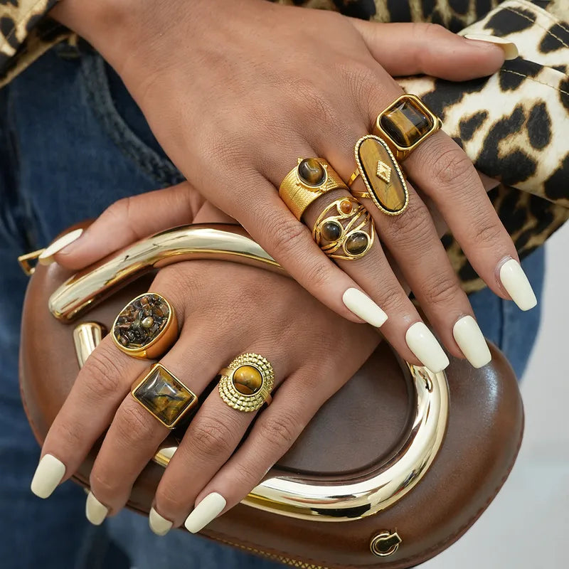 Γυναικείο Δαχτυλίδι με Φυσική Πέτρα Tiger Eye