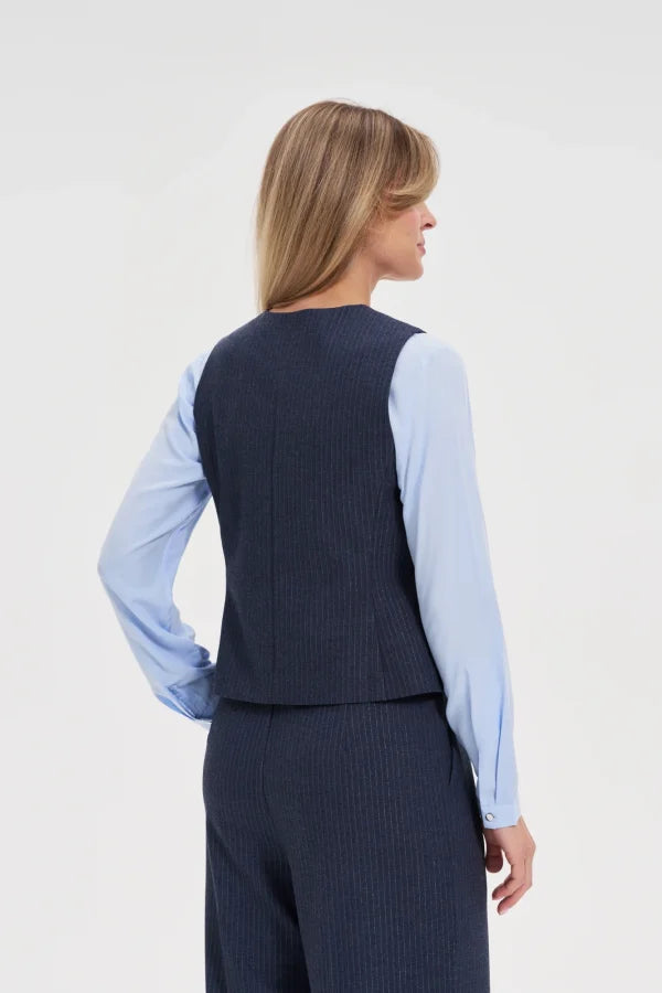 Γυναικείο Γιλέκο blue-navy με ρίγα | Women's navy blue striped vest