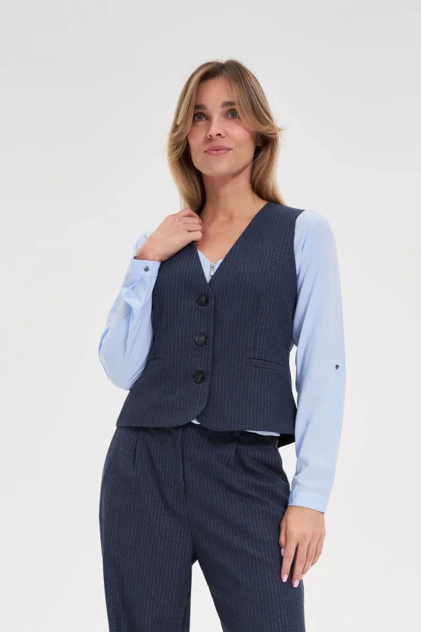 Γυναικείο Γιλέκο blue-navy με ρίγα | Women's navy blue striped vest
