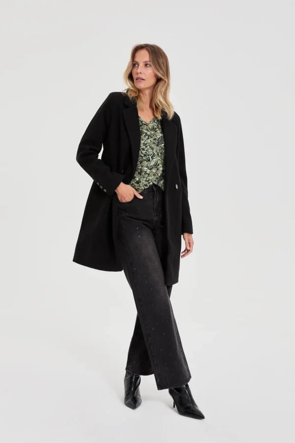 Γυναικείο Διπλόκουμπο Παλτό Μαύρο | Women's Double-Button Coat Black