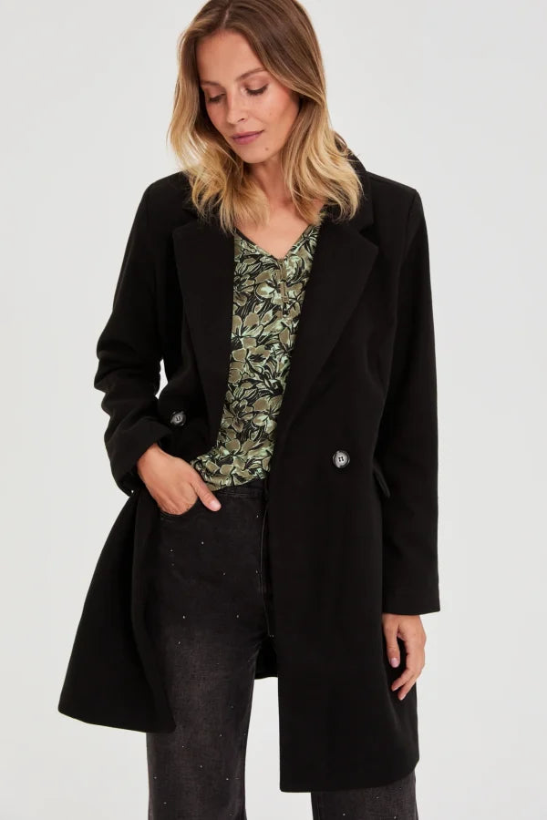 Γυναικείο Διπλόκουμπο Παλτό Μαύρο | Women's Double-Button Coat Black