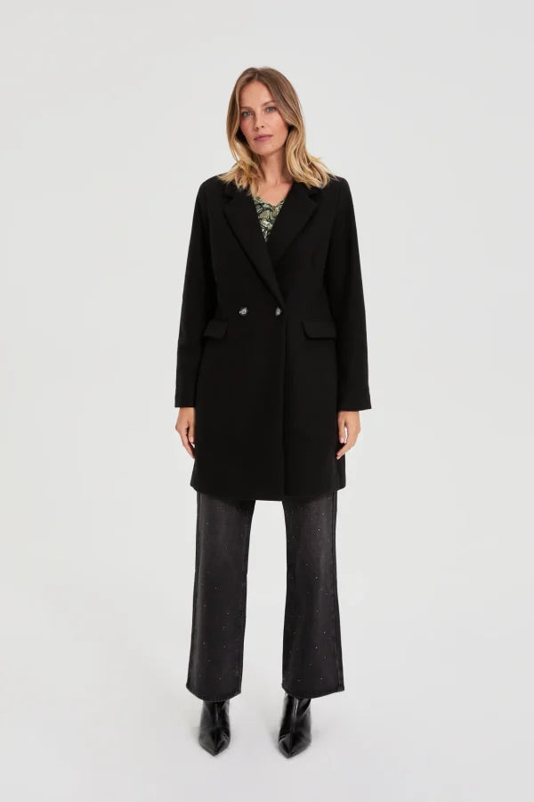 Γυναικείο Διπλόκουμπο Παλτό Μαύρο | Women's Double-Button Coat Black