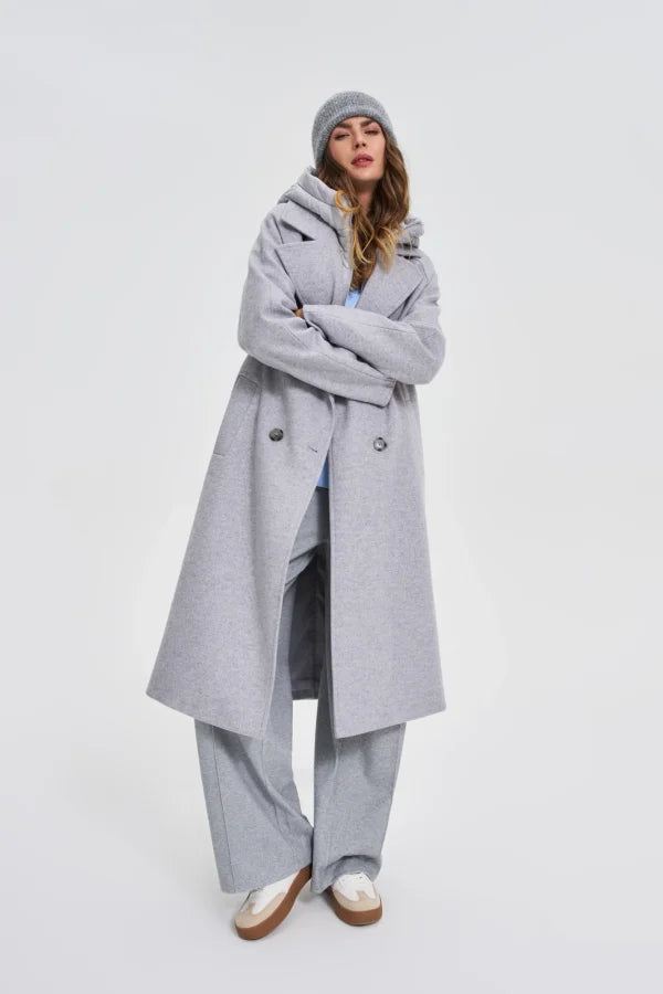 Γυναικείο Μακρύ Παλτό Γκρι Mel | Women's Long Coat Grey Mel