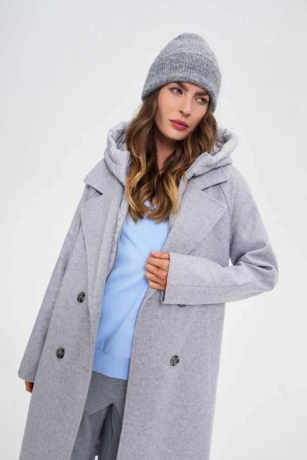 Γυναικείο Μακρύ Παλτό Γκρι Mel | Women's Long Coat Grey Mel