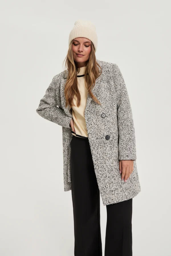 Γυναικείο Διπλόκουμπο Παλτό Herringbone | Women's Double-Button Herringbone Coat