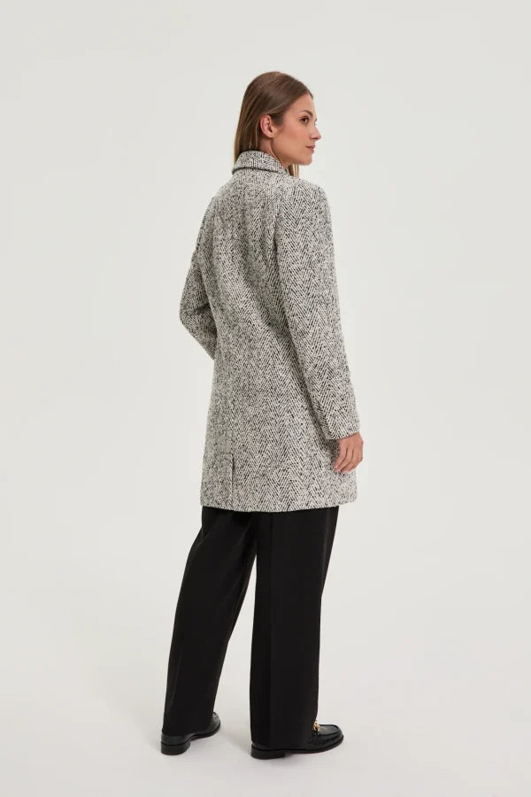 Γυναικείο Διπλόκουμπο Παλτό Herringbone | Women's Double-Button Herringbone Coat