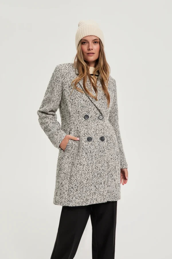 Γυναικείο Διπλόκουμπο Παλτό Herringbone | Women's Double-Button Herringbone Coat