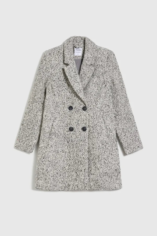 Γυναικείο Διπλόκουμπο Παλτό Herringbone | Women's Double-Button Herringbone Coat