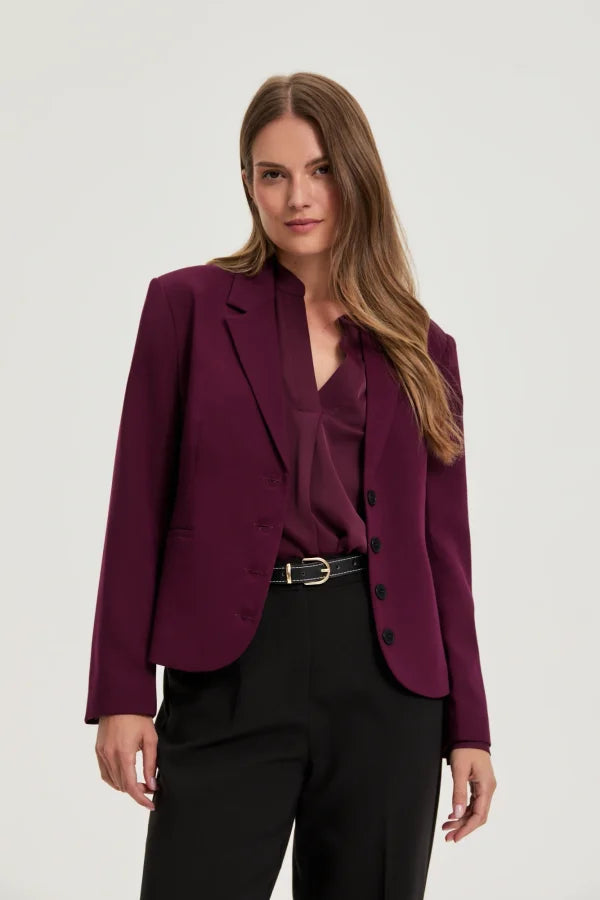 Σακάκι Γυναικείο Μεσάτο Burgundy-MOODO  |