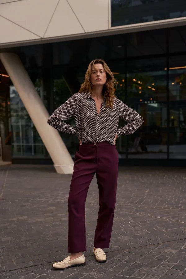Παντελόνι Γυναικείο Burgundy-MOODO | Women's Burgundy Pants-MOODO