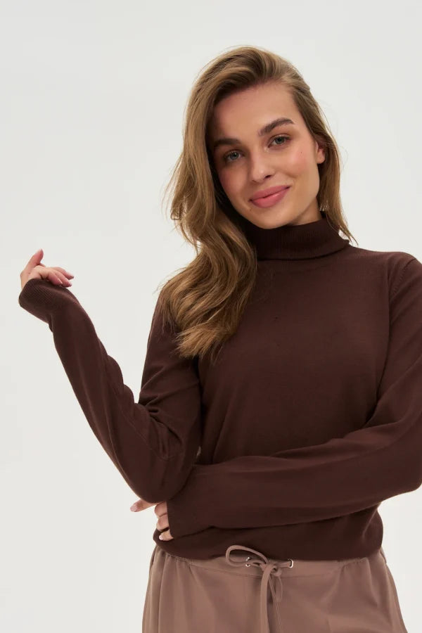Πουλόβερ Γυναικείο Ζιβάγκο Coffee-MOODO | Women's Τurtleneck Sweater Coffee