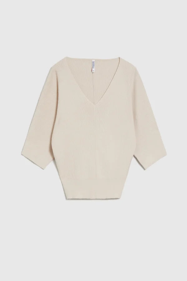 Πουλόβερ Γυναικείο Μανίκια 3/4 Beige - MOODO
