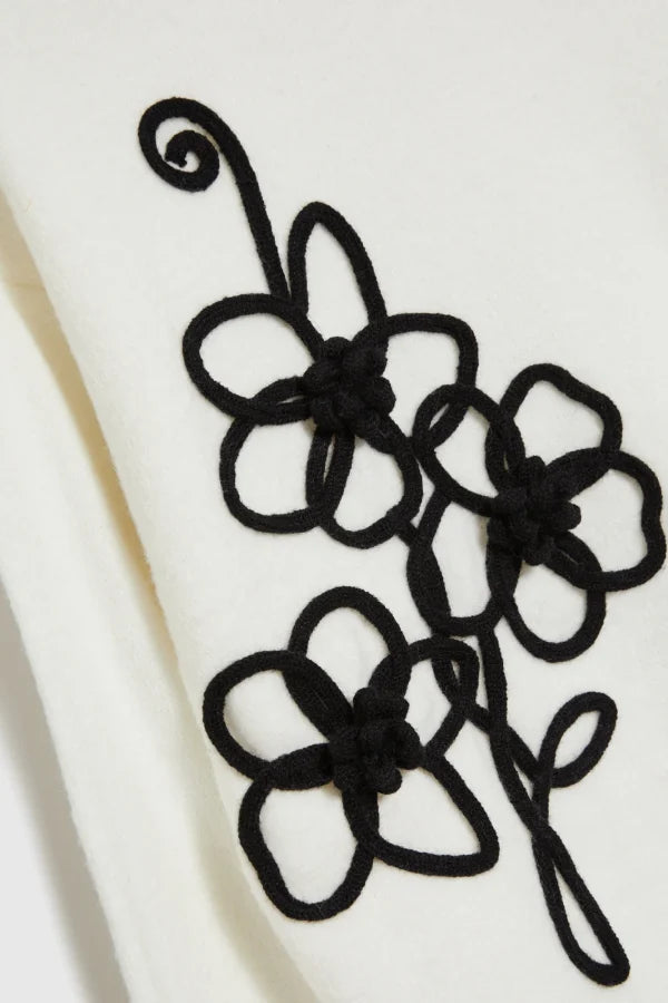 Πουλόβερ Γυναικείο με Σχέδιο Λουλούδι Off White | Women's Sweater with Flower Pattern Off White