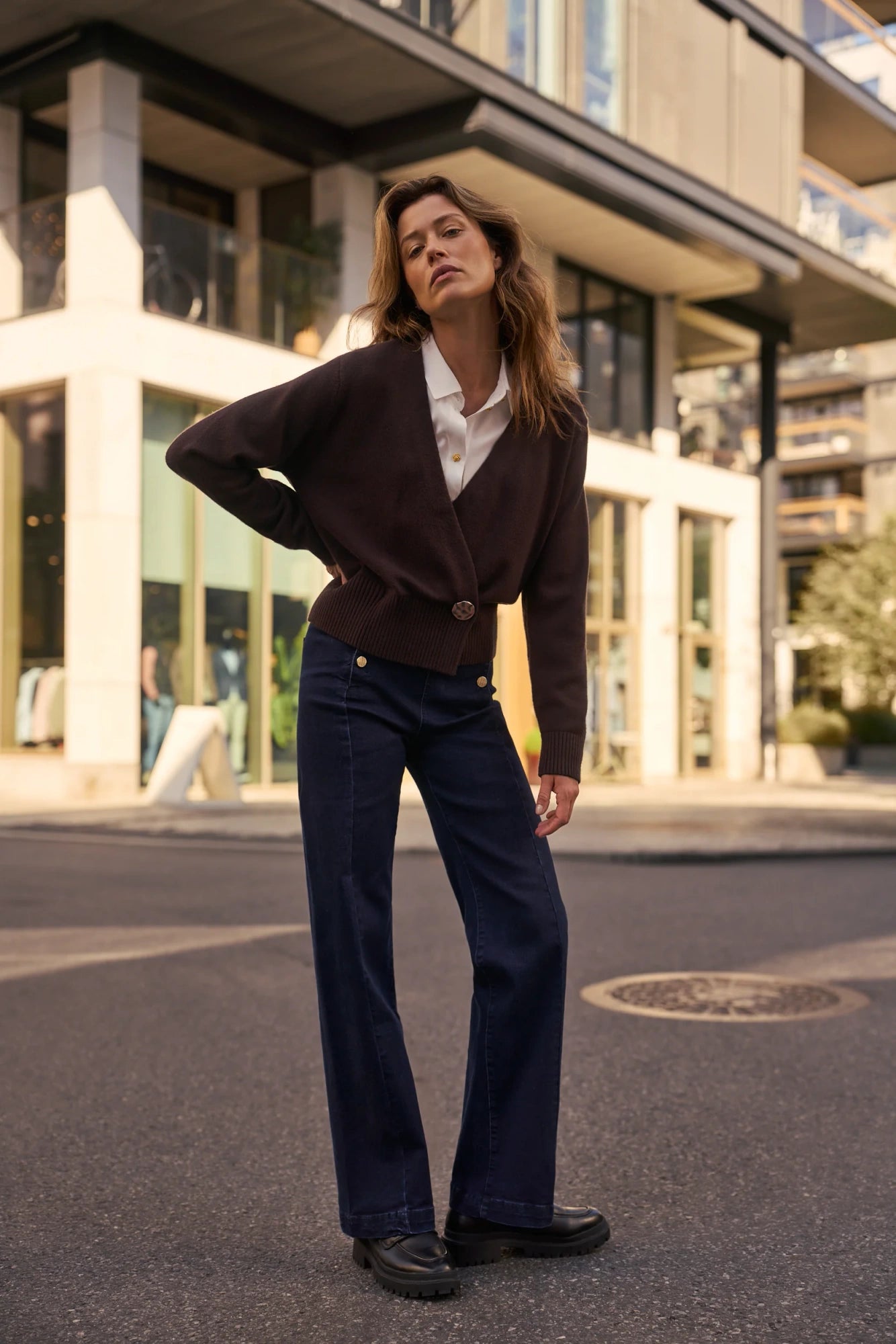 Ζακέτα Γυναικεία με Διακοσμητικό Κουμπί Brown | Women's Cardigan with Decorative Button Brown