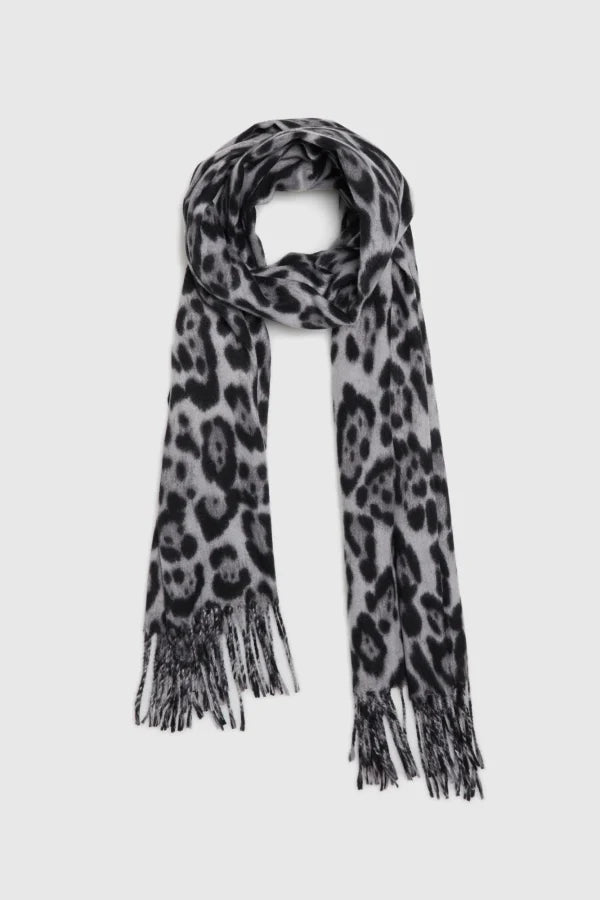 Πασμίνα με animal print-GREY MOODO