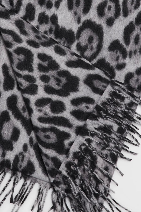 Πασμίνα με animal print-GREY MOODO