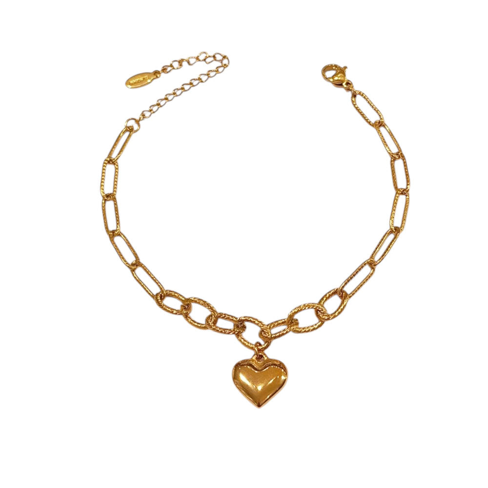 Βραχιόλι ατσάλινο με Κρεμαστή Καρδιά – Bracelet with Heart Charm