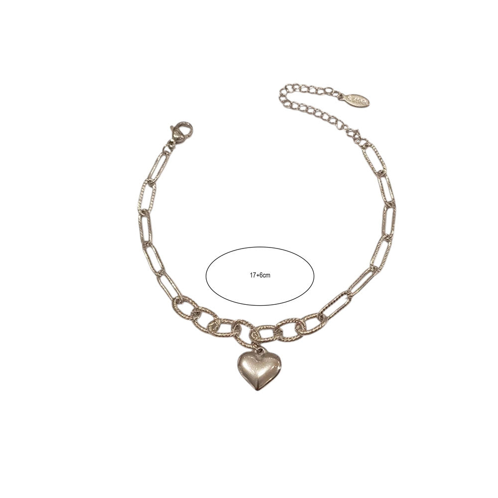 Βραχιόλι ατσάλινο με Κρεμαστή Καρδιά – Bracelet with Heart Charm