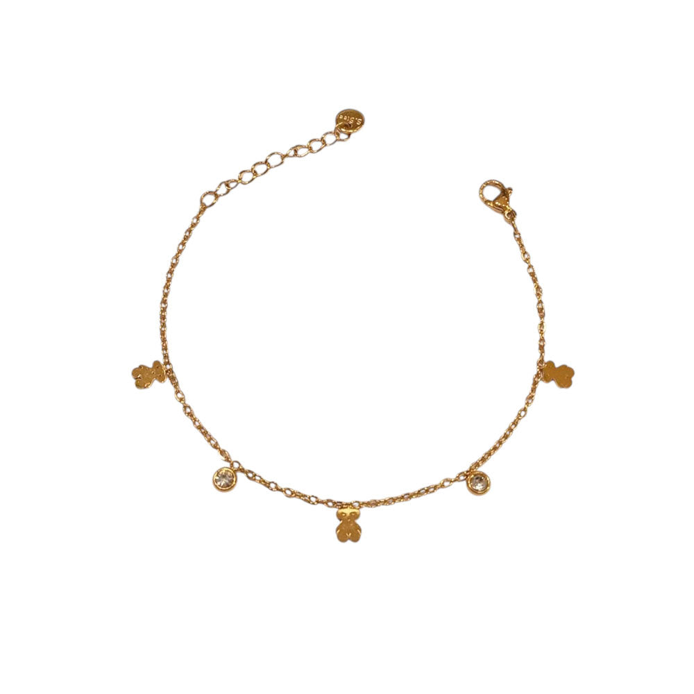 Ατσάλινο Βραχιόλι με Αρκουδάκια και Στρασάκια – Stainless Steel Bracelet Bear with Charms and Rhinestones