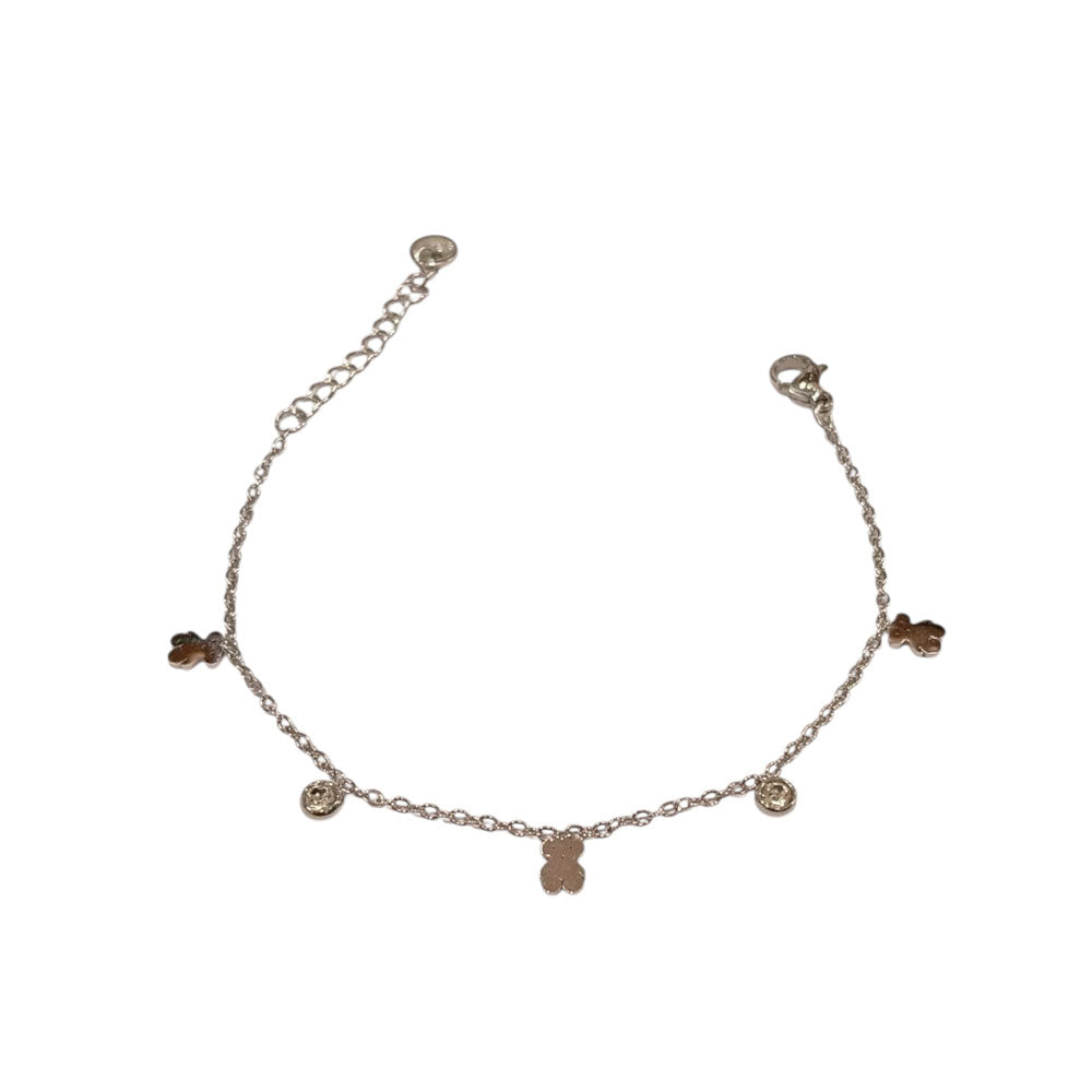 Ατσάλινο Βραχιόλι με Αρκουδάκια και Στρασάκια – Stainless Steel Bracelet Bear with Charms and Rhinestones