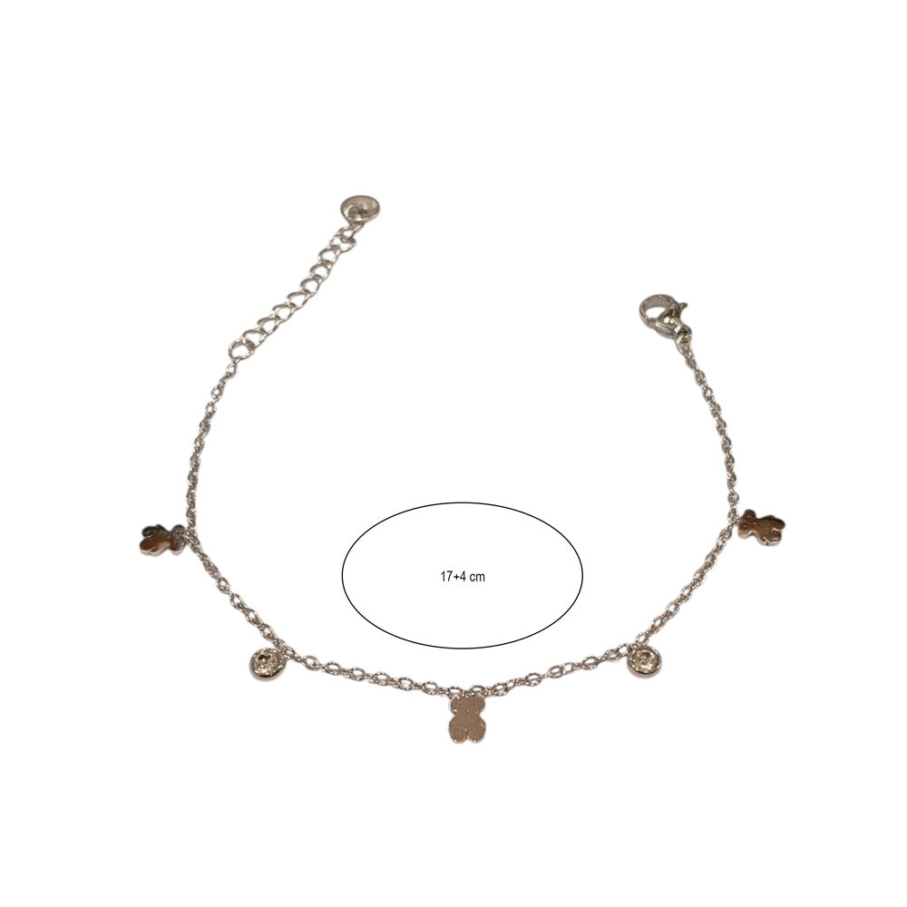 Ατσάλινο Βραχιόλι με Αρκουδάκια και Στρασάκια – Stainless Steel Bracelet Bear with Charms and Rhinestones