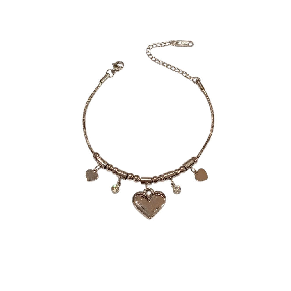 Βραχιόλι Ανοξείδωτο Ατσάλι με Καρδιές και Κρυστάλλους – Stainless Steel Bracelet with Hearts and Crystals