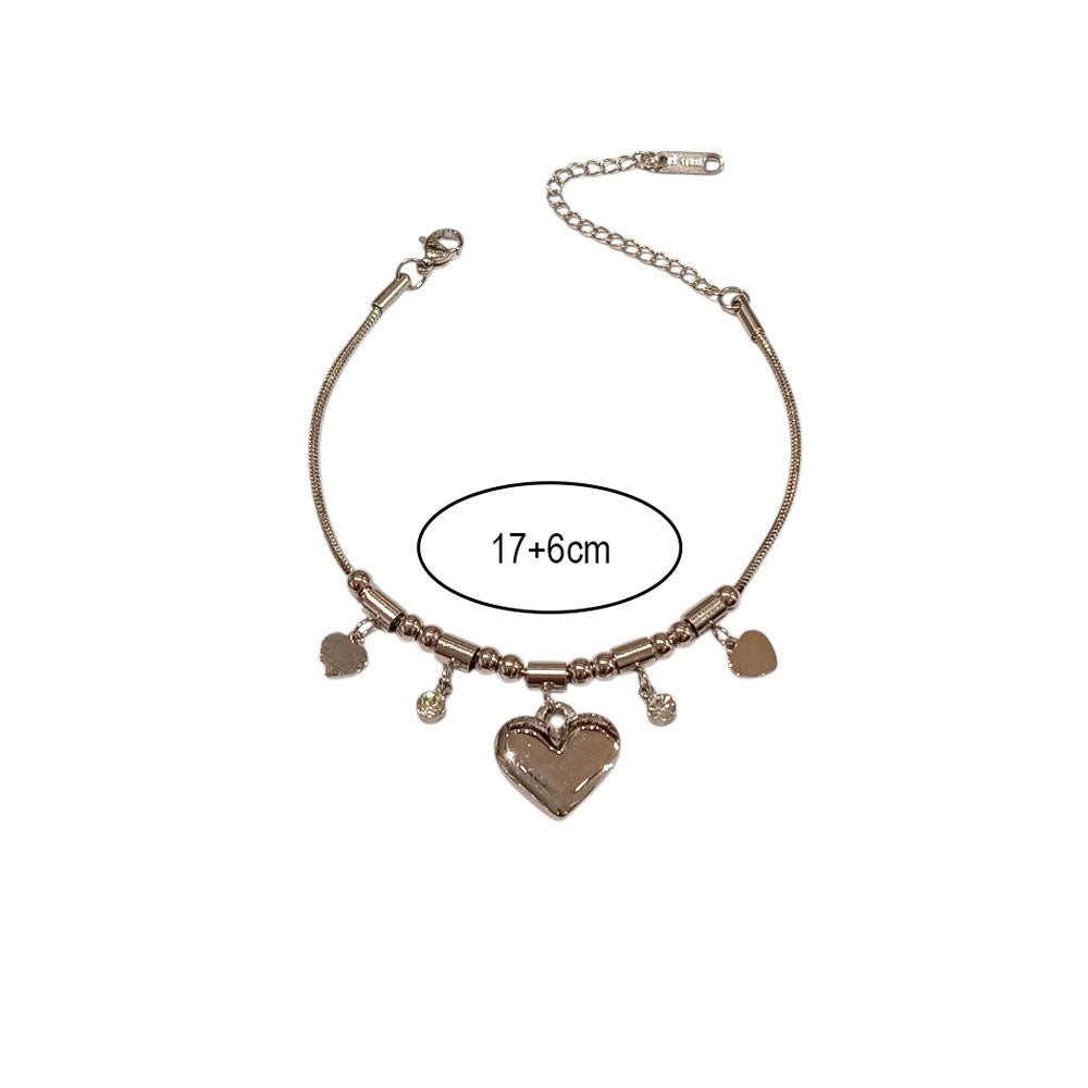 Βραχιόλι Ανοξείδωτο Ατσάλι με Καρδιές και Κρυστάλλους – Stainless Steel Bracelet with Hearts and Crystals