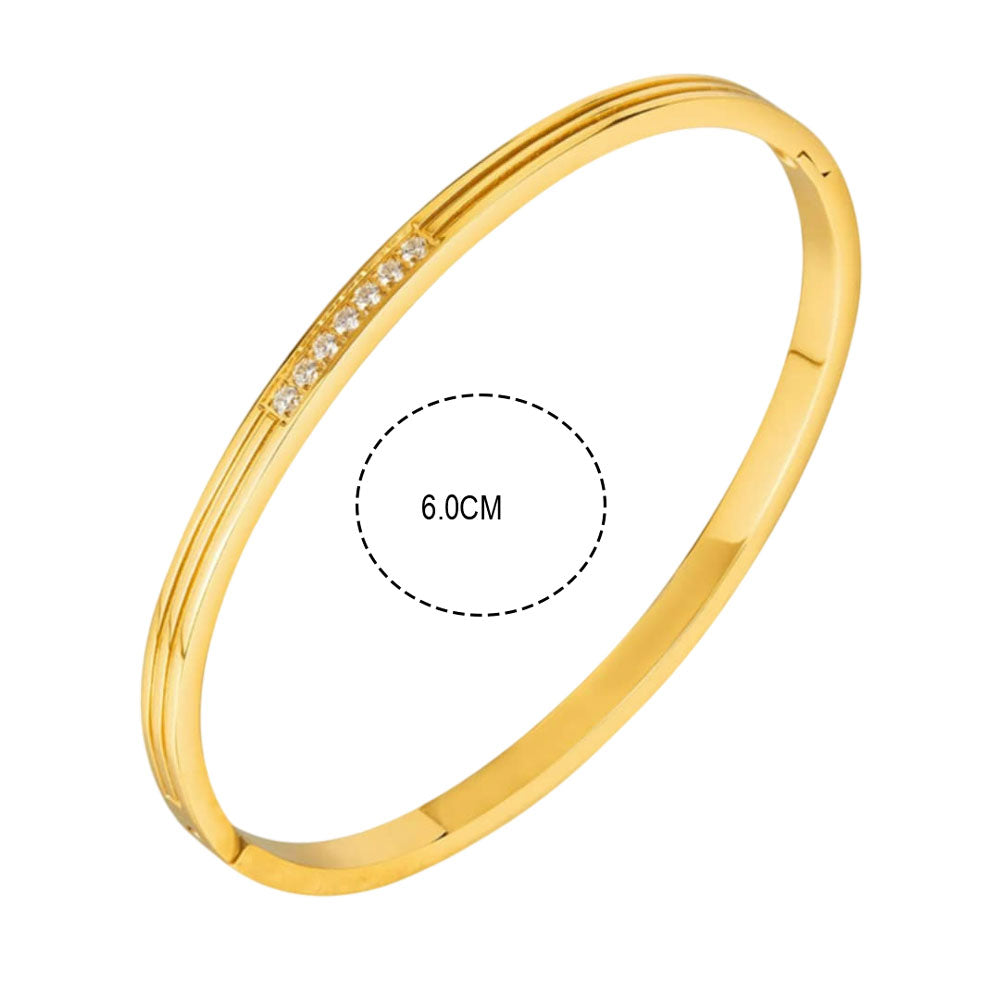 Γυναικεία Χειροπέδα Λεπτή Απο Ανοξείδωτο Ατσάλι Με Πέτρες Ζιργκόν – Women’s Thin Stainless Steel Handcuffs With Zircon Stones