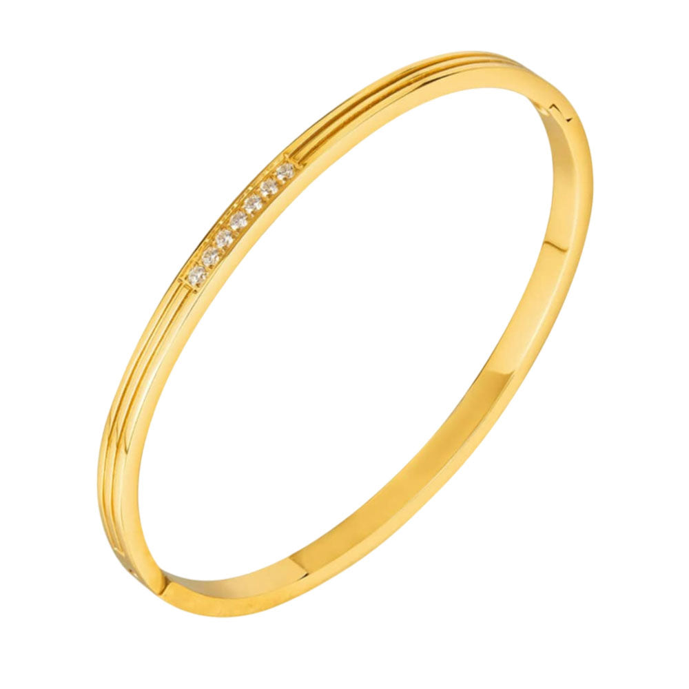 Γυναικεία Χειροπέδα Λεπτή Απο Ανοξείδωτο Ατσάλι Με Πέτρες Ζιργκόν – Women’s Thin Stainless Steel Handcuffs With Zircon Stones