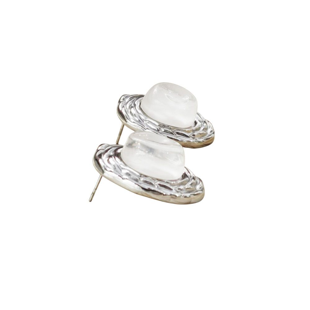 Γυναικεία Ατσάλινα Σκουλαρίκια Καρφωτά Με Διάφανη Πέτρα | Women’s Steel Stud Earrings With Transparent Stone