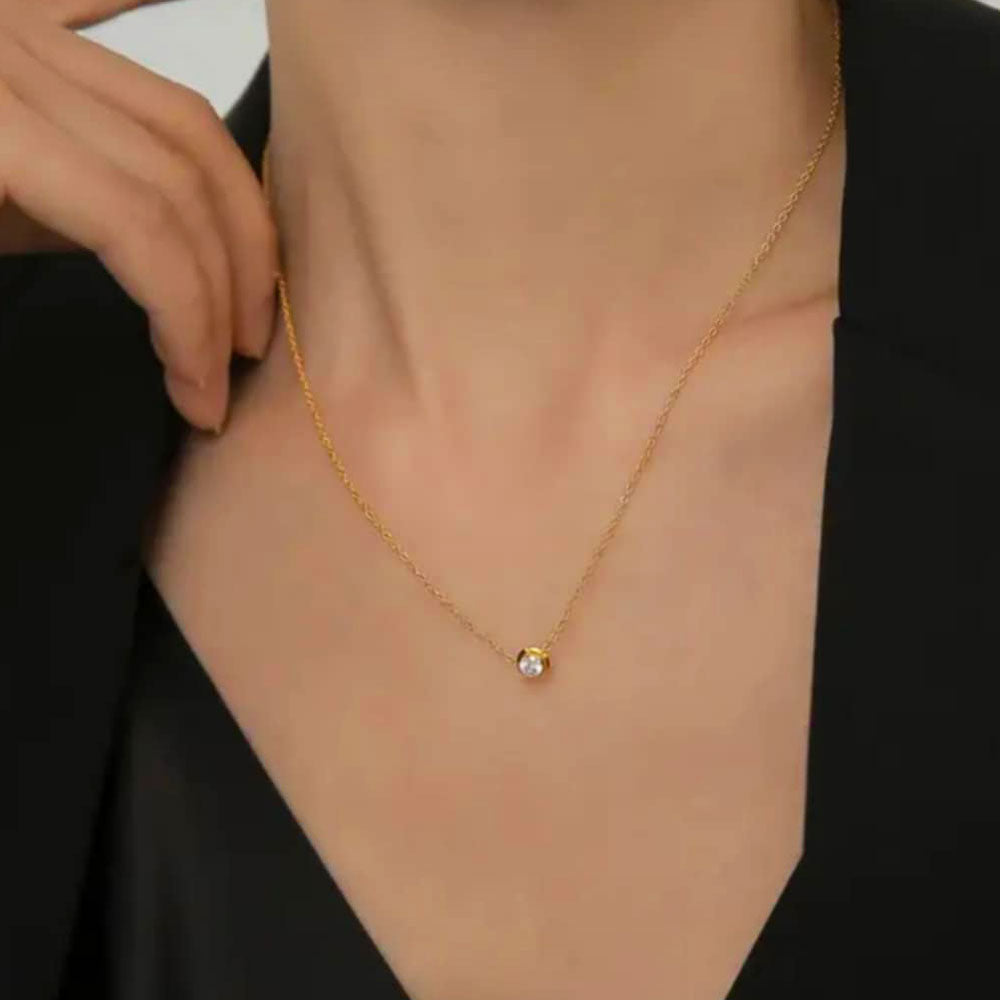 Γυναικείο Κολιέ Από Ανοξείδωτο Ατσάλι Με Διαμάντι – Women’s Stainless Steel Necklace With Diamond