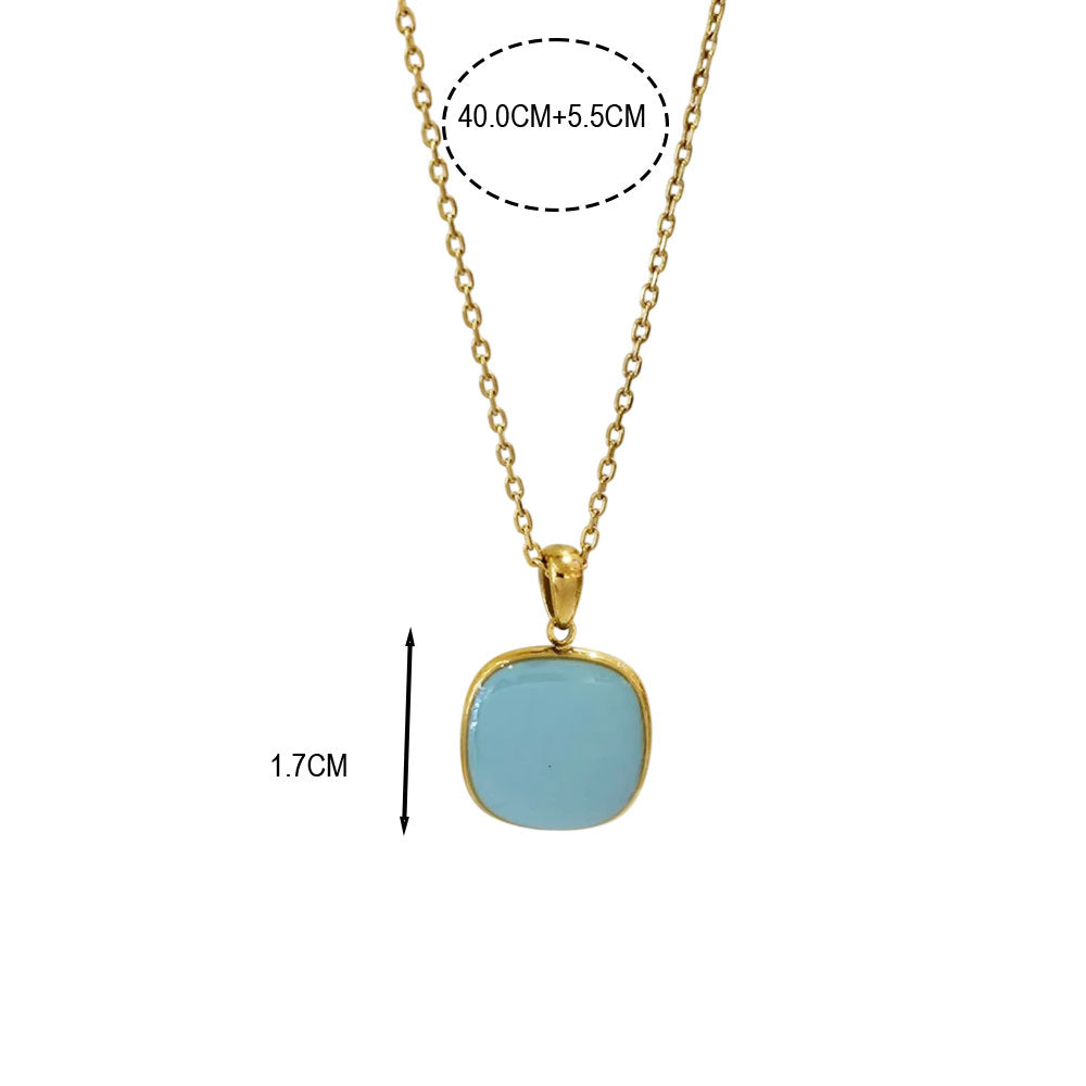 Γυναικείο Κολιέ Απο Ανοξείδωτο Ατσάλι Με Τετράγωνη Πέτρα – Women’s Stainless Steel Necklace With Square Stone