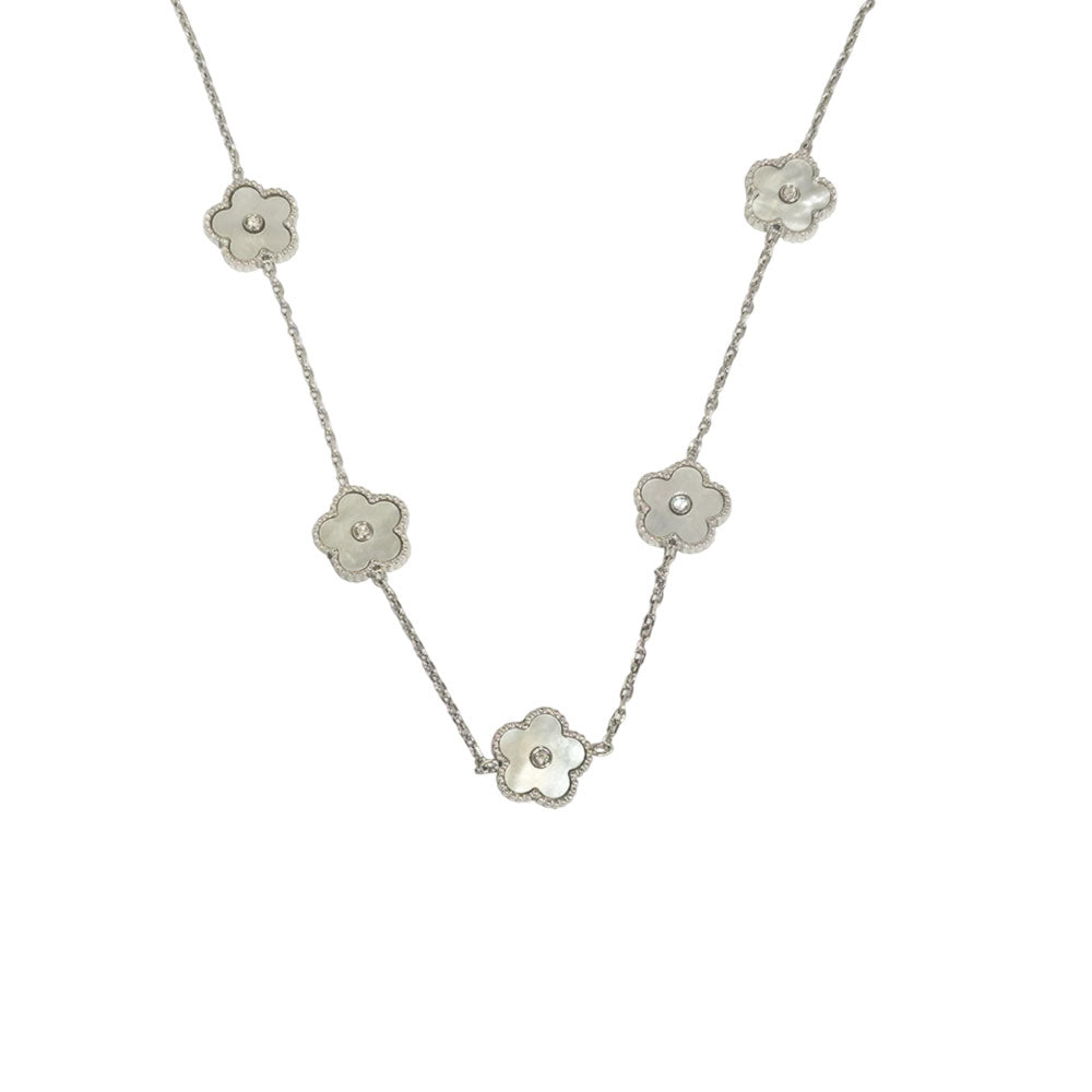 Γυναικείο Κολιέ Από Ανοξείδωτο Ατσάλι Με Λουλούδια -Women’s Stainless Steel Necklace With Flowers –