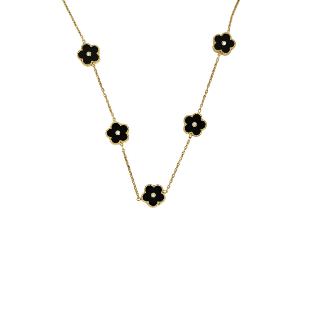Γυναικείο Κολιέ Από Ανοξείδωτο Ατσάλι Με Λουλούδια -Women’s Stainless Steel Necklace With Flowers –