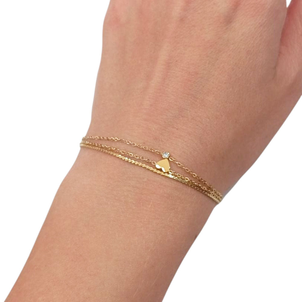 Ατσάλινο Βραχιόλι με καρδιά και στρας – Stainless Steel Bracelet with Heart & Crystal