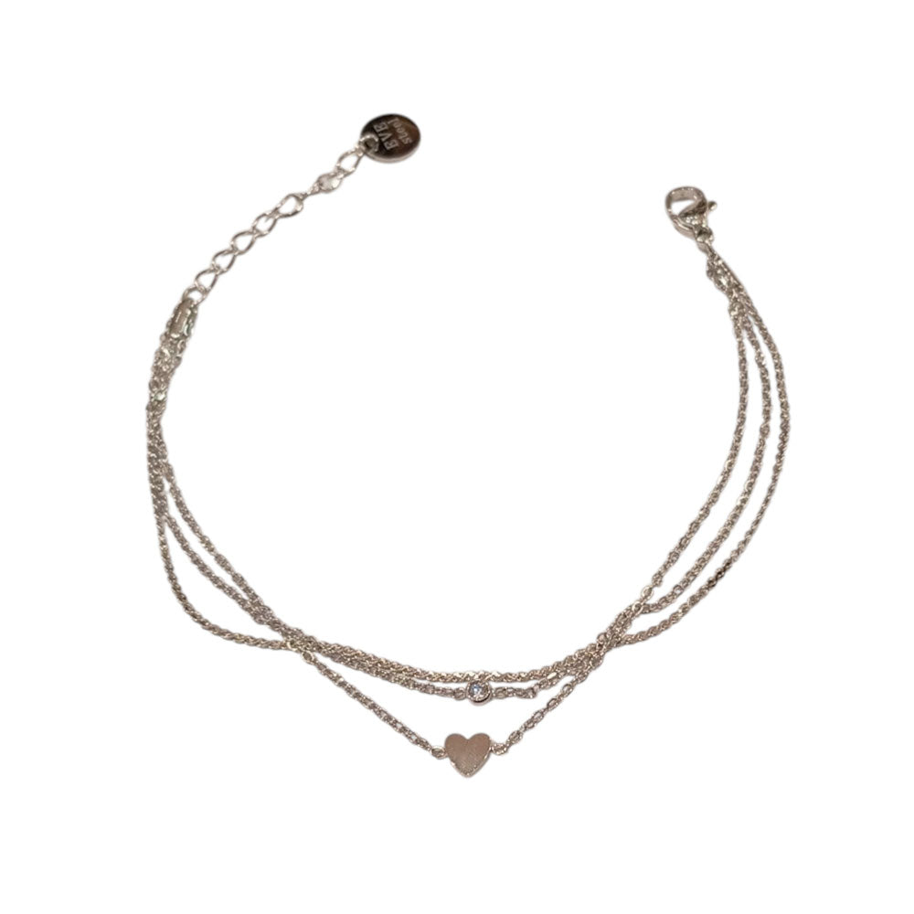 Ατσάλινο Βραχιόλι με καρδιά και στρας – Stainless Steel Bracelet with Heart & Crystal