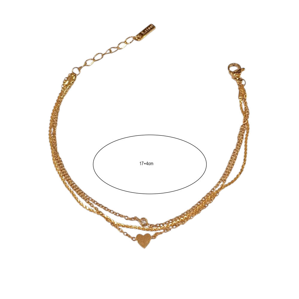 Ατσάλινο Βραχιόλι με καρδιά και στρας – Stainless Steel Bracelet with Heart & Crystal