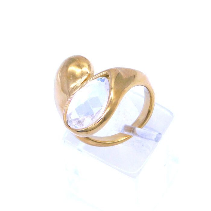 Ατσάλινο δαχτυλίδι με κρύσταλλο σταγόνα | Steel ring with crystal drop