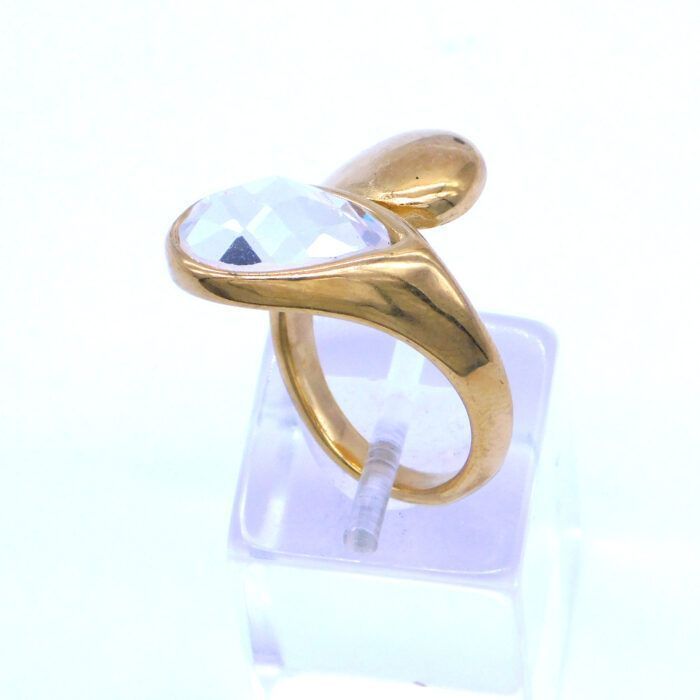 Ατσάλινο δαχτυλίδι με κρύσταλλο σταγόνα | Steel ring with crystal drop