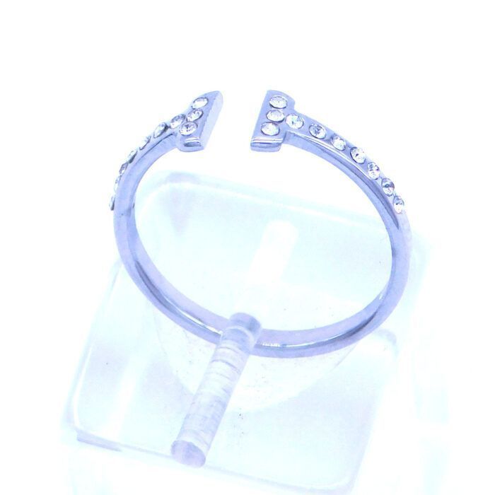 Ατσάλινο δαχτυλίδι με πετράδια ζιργκόν και αυξομείωση μεγέθους | Steel ring with zircon stones and adjustable size