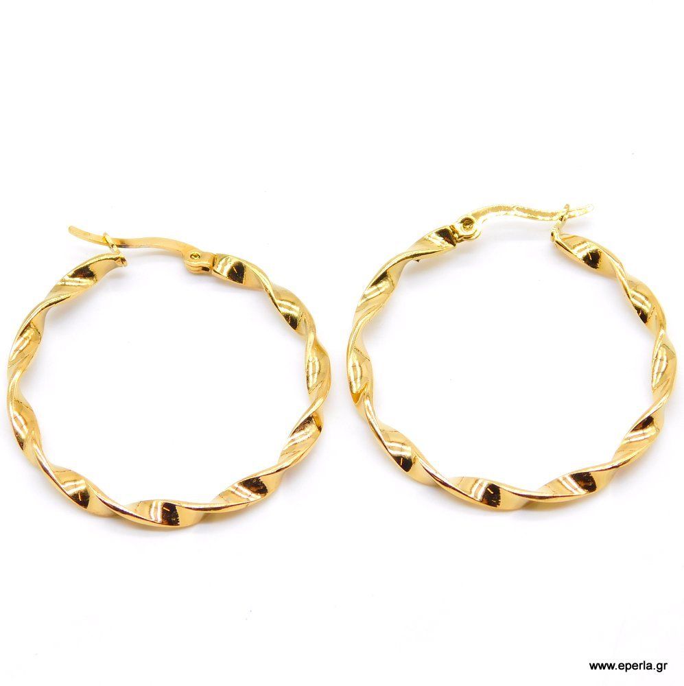 Stainless steel σκουλαρίκια twisted κρίκοι | Stainless steel earrings twisted hoops
