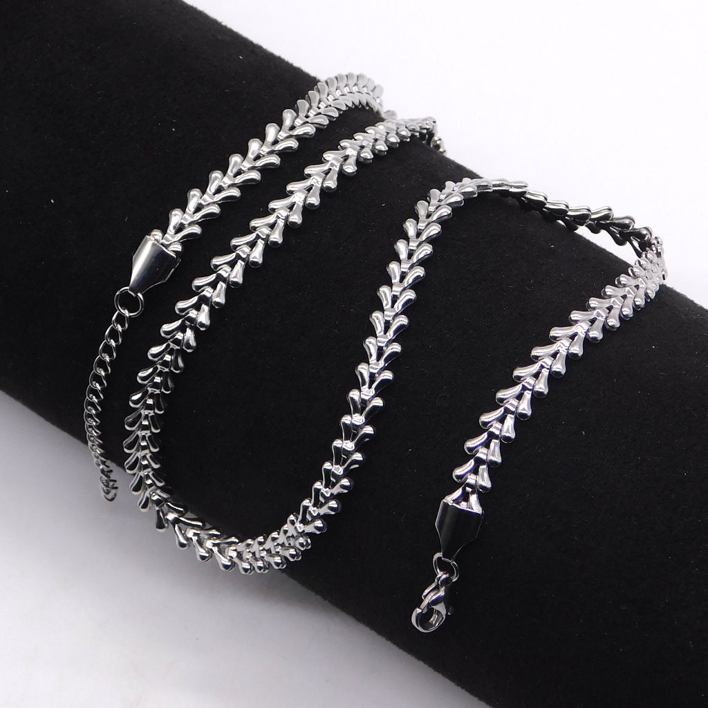 Ατσάλινο κολιέ αλυσίδα Double drops 6mm