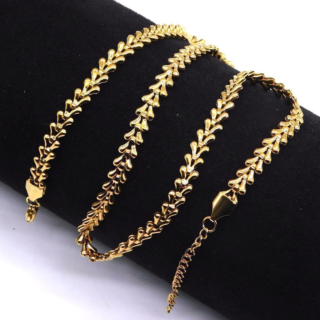 Ατσάλινο κολιέ αλυσίδα Double drops 6mm