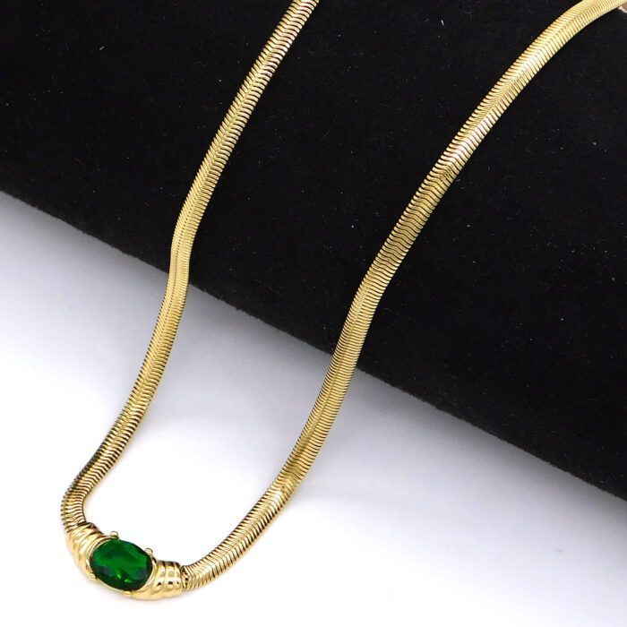 Ατσάλινο κολιέ με κρύσταλλο | Stainless Steel Necklace with Crystal