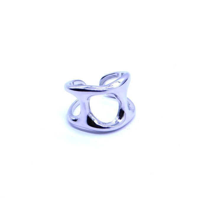 316L Ατσάλινο δαχτυλίδι οργανικό τετράγωνο με αυξομείωση μεγέθους | 316L Steel organic square ring with adjustable size