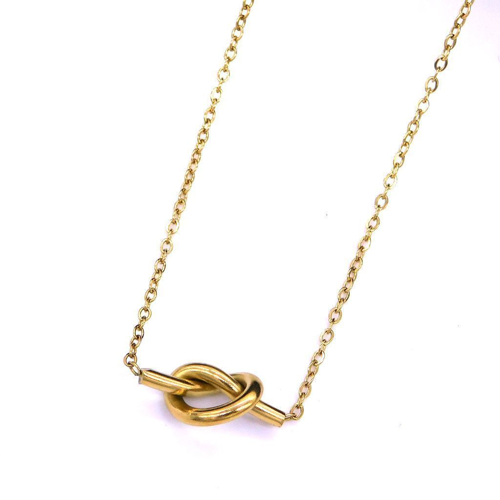 Ατσάλινο κολιέ με κρεμαστό στοιχείο κόμπο | Necklace with steel chain and hanging steel element knot